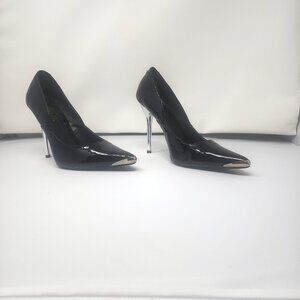 Pleaser Black patent pumps metal accent Sz 7